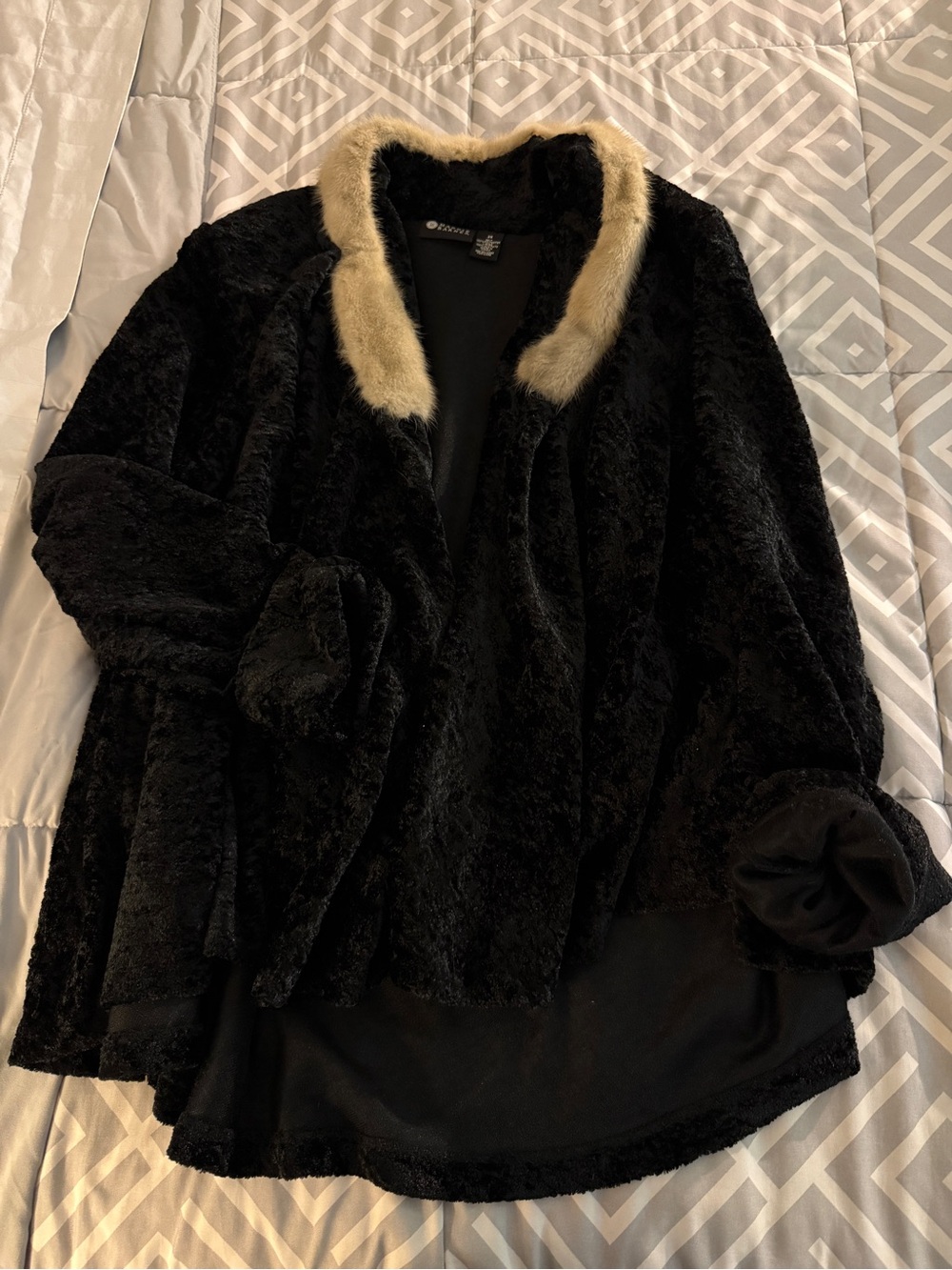 Maggie Barnes Black Teddy Jacket with Cream Contrast Collar